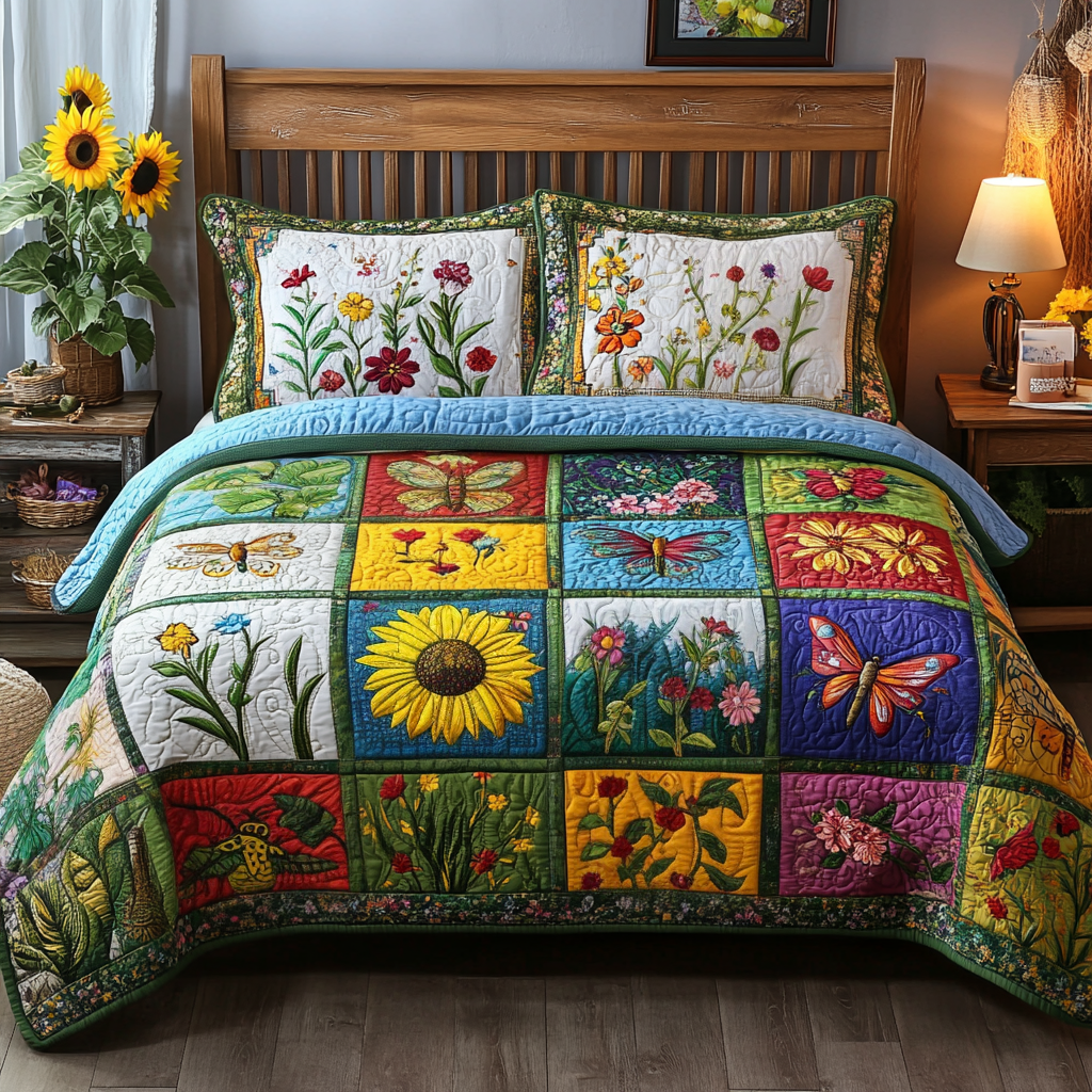 Blossom Patchwork 3-Piece Quilted Bedding Set NCU0VL1461 – Vantique