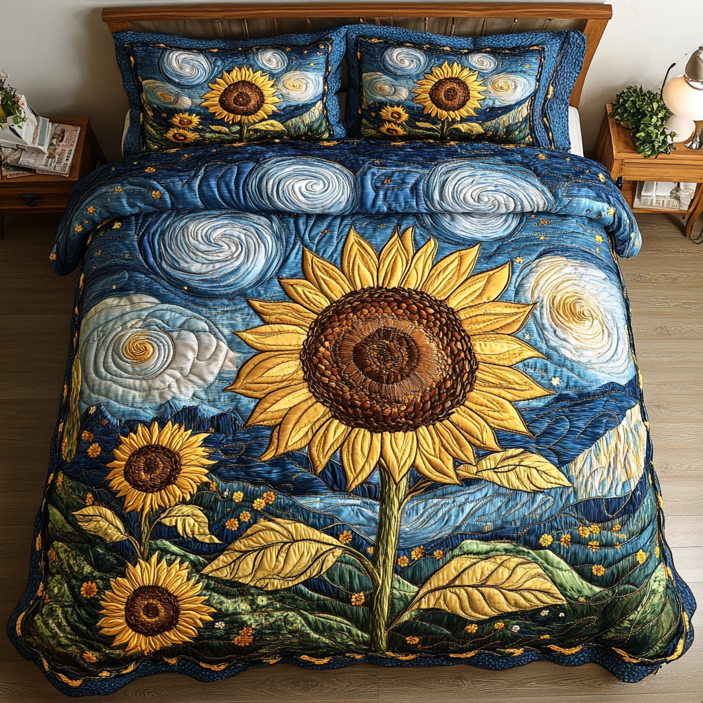 Blossom Rays 3-Piece Quilted Bedding Set NCU0DK4620