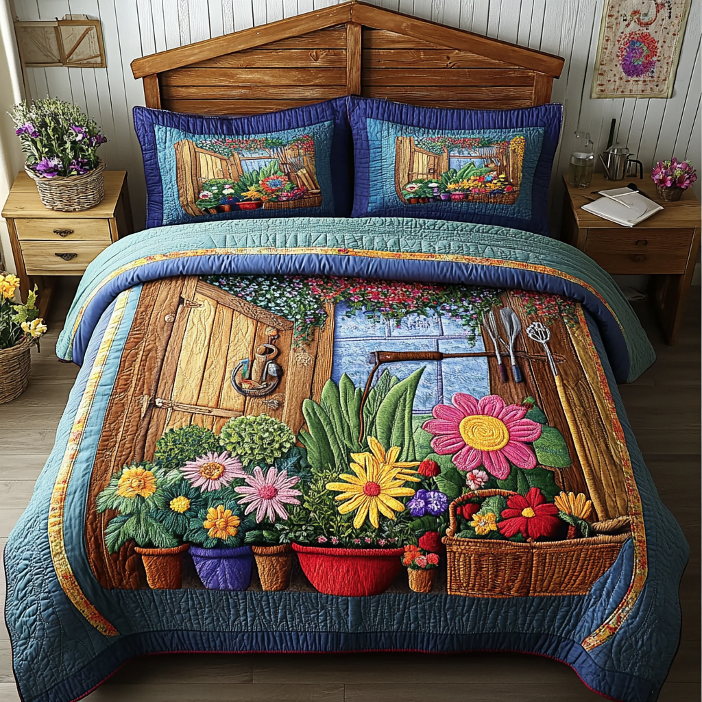 Blossom Retreat 3-Piece Quilted Bedding Set NCU0VL2171
