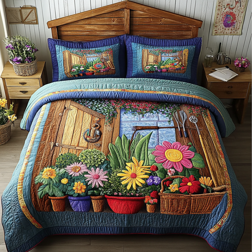 Blossom Retreat 3-Piece Quilted Bedding Set NCU0VL2171