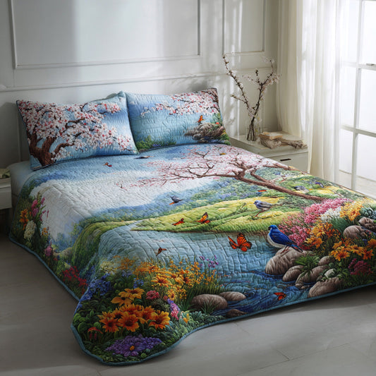 Blossom Stream 3-Piece Quilted Bedding Set NCU0VL3141
