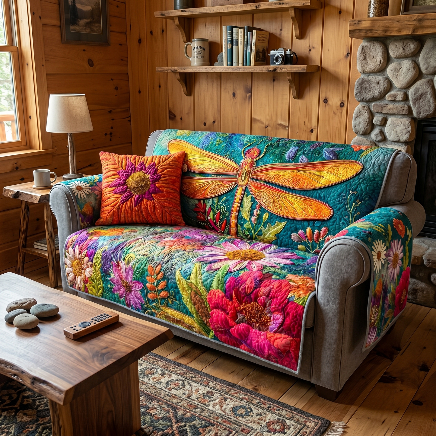 Blossom Symphony Dragonfly Quilted Sofa Cover NCU0XD1637