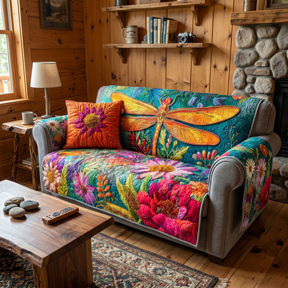 Blossom Symphony Dragonfly Quilted Sofa Cover NCU0XD1637