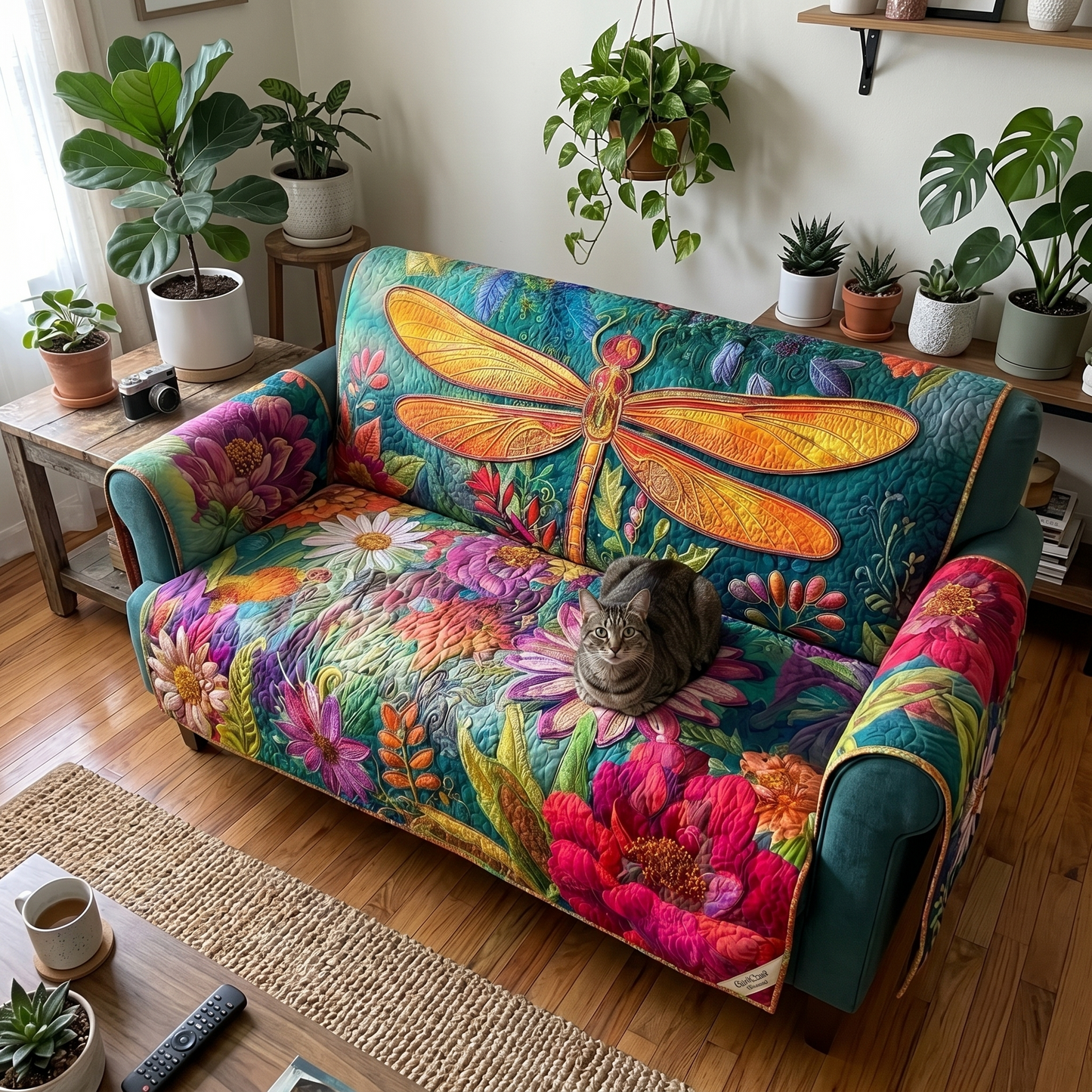 Blossom Symphony Dragonfly Quilted Sofa Cover NCU0XD1637