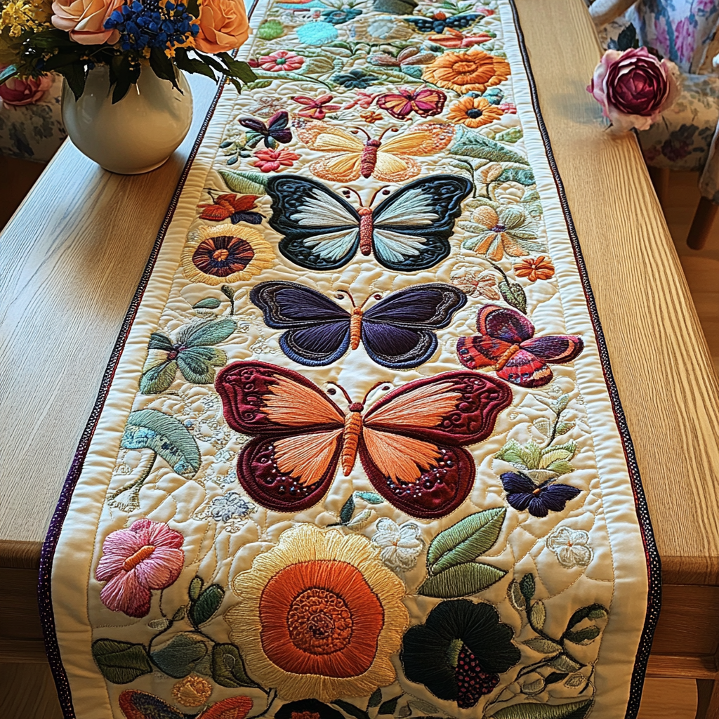 Blossom Symphony Quilted Table Runner NCU0VL1123