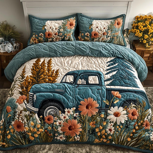 Blossom Truck 3-Piece Quilted Bedding Set NCU0DV9047