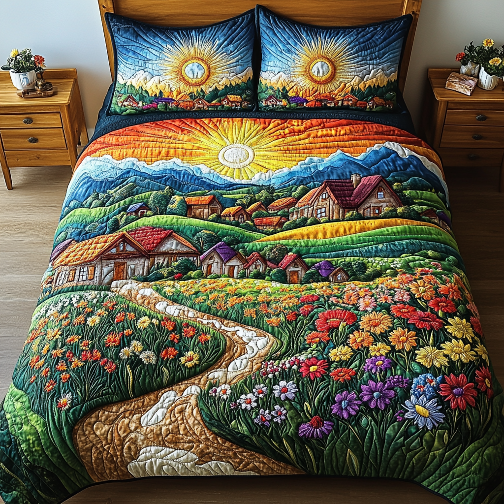 Blossom Valley 3-Piece Quilted Bedding Set NCU0VL2502