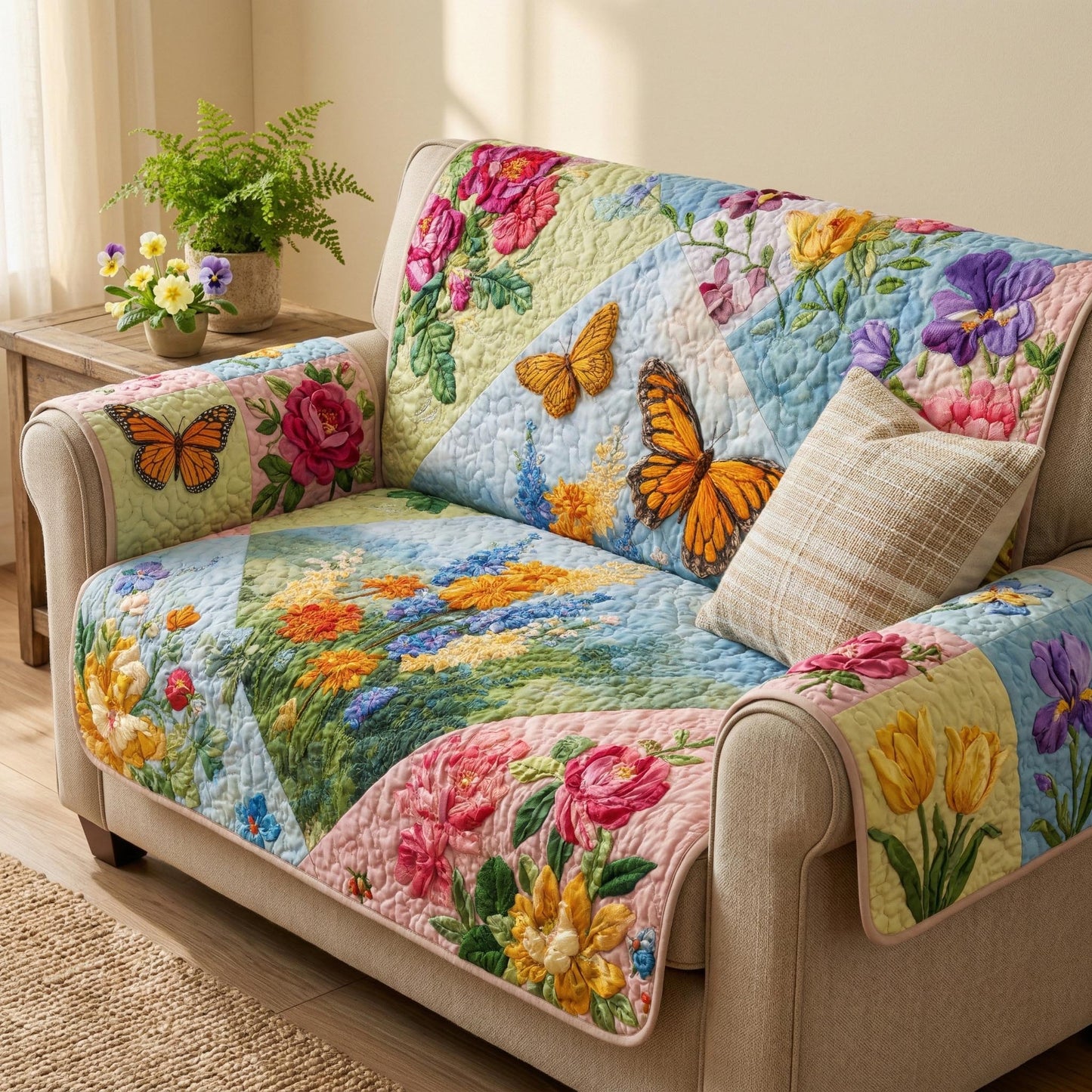 Blossom Wings Quilted Sofa Cover NCU0TD2531