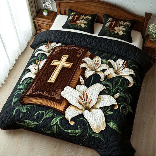 Blossom of Faith 3-Piece Quilted Bedding Set NCU0NT6714