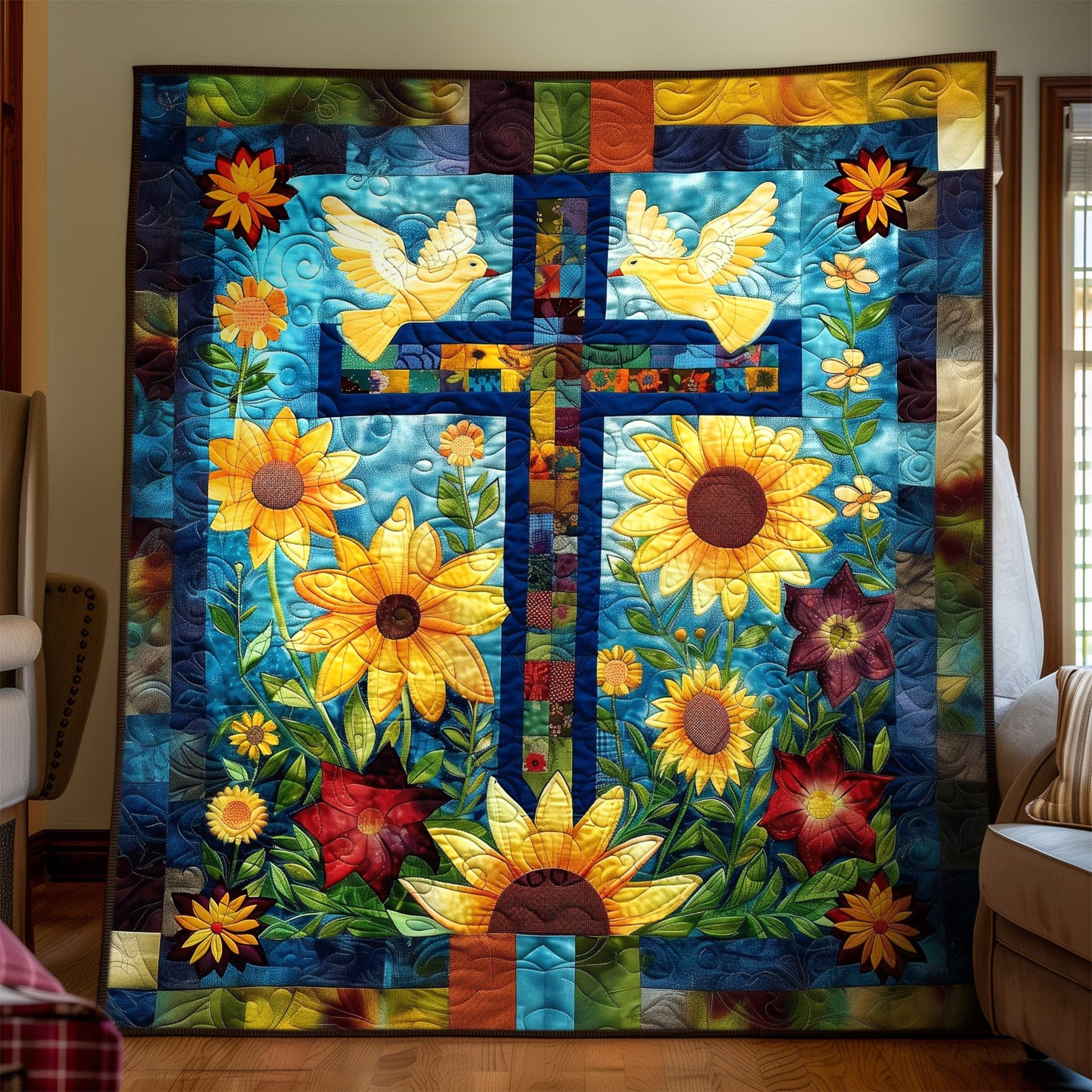 Blossoming Faith Art Quilt Hanging NCU0TH1553