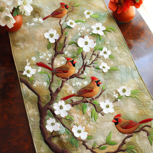 Blossoming Cardinals Quilted Table Runner NCU0NT6420