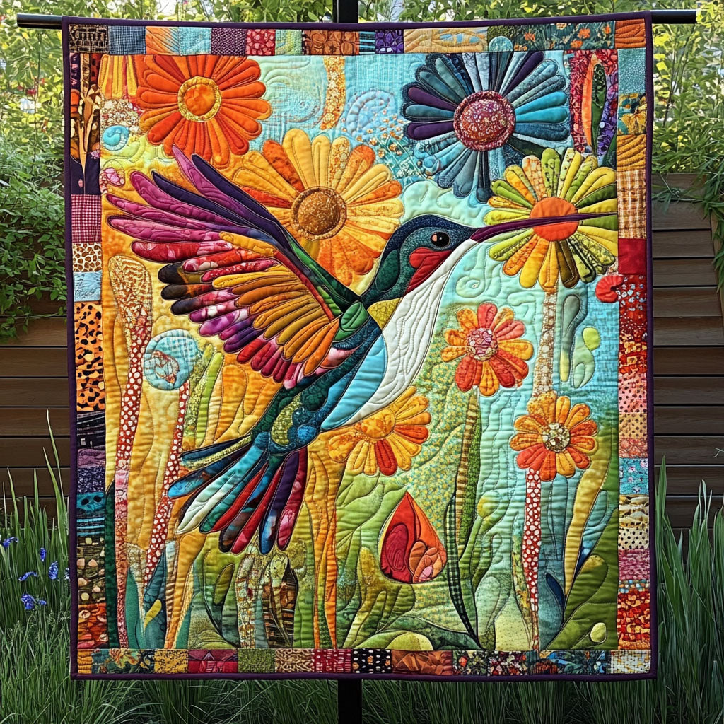 Blossoming Hummingbird Quilted Blanket NCU0PT6101