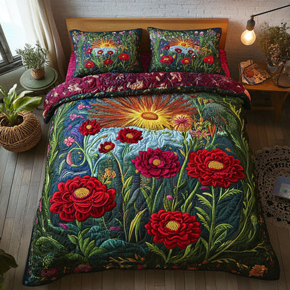 Blossoms in Ohio Breeze 3-Piece Quilted Bedding Set NCU0PT6171