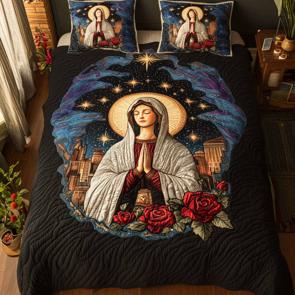 Blossoms of Faith 3-Piece Quilted Bedding Set NCU0PT2523