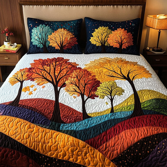 Blossoms of the Fall Wind 3-Piece Quilted Bedding Set NCU0PT7747
