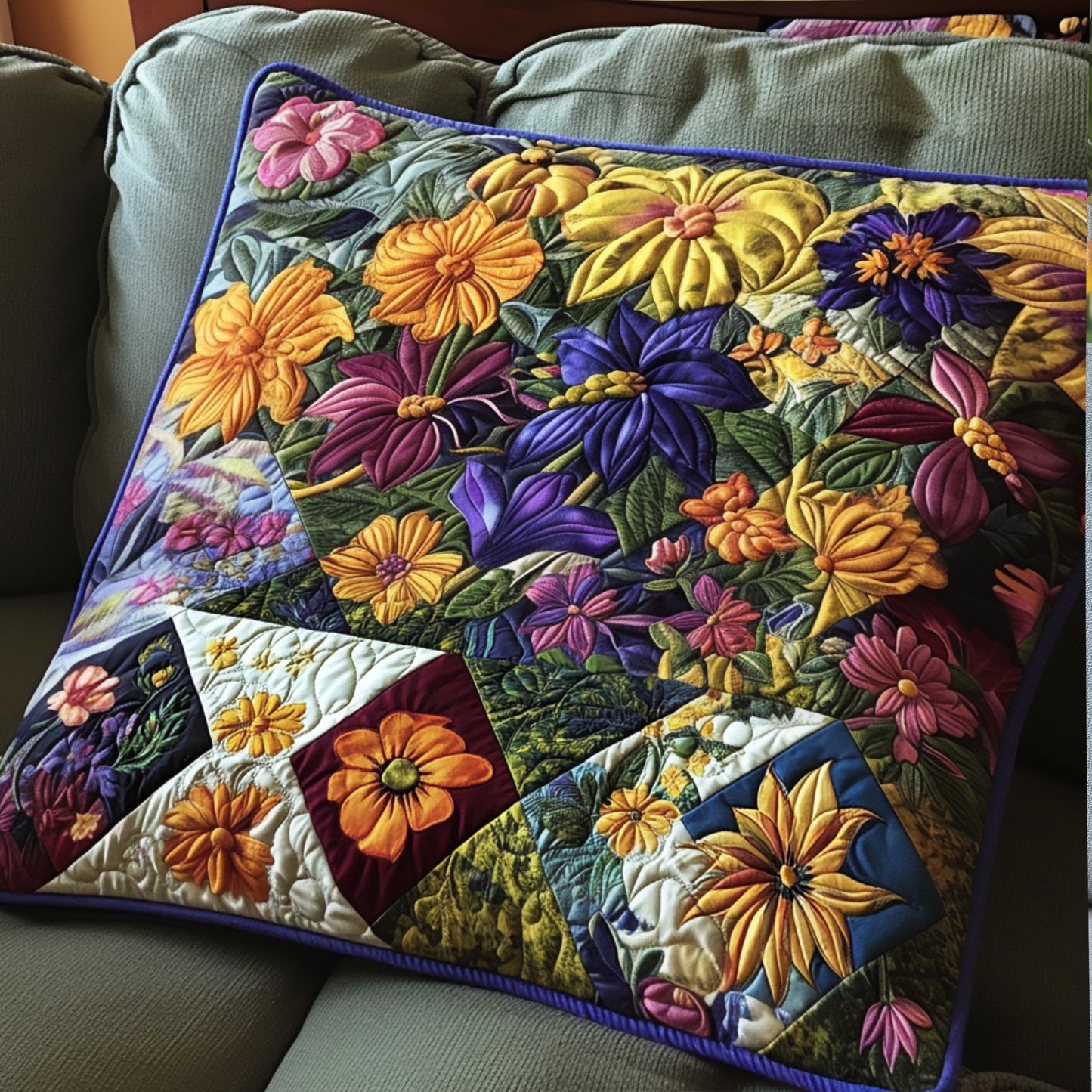 Blossoms and Lace Quilted Pillow Case NCU0PT4962