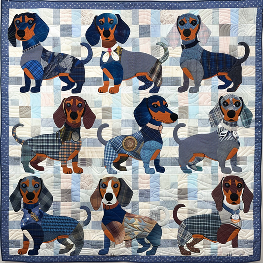 Blue Dachshunds Quilted Blanket NCU0TH222