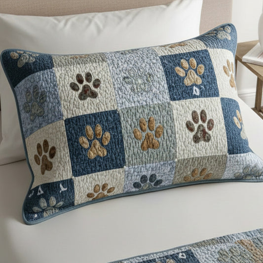 Blue Meadow Paws Quilted Bedding Pillow Case NCU0NT11676
