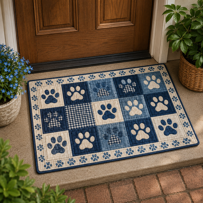Blue Paw Patchwork Doormat NCU0TV871