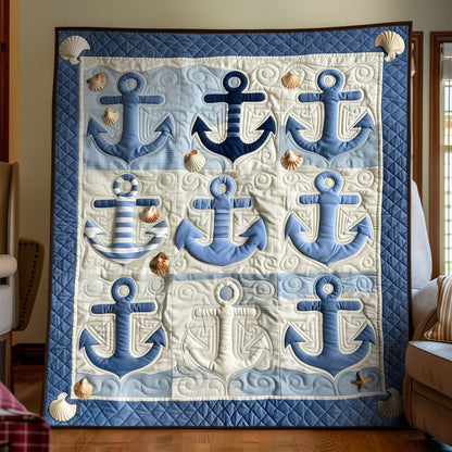 Blue Anchors Quilted Blanket NCU0TH1324