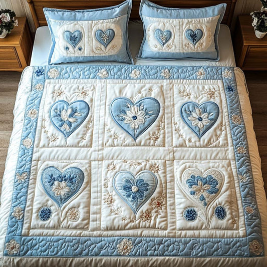Blue Bloom 3-Piece Quilted Bedding Set NCU0NT2455