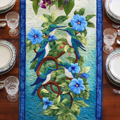 Blue Blossom Dance Quilted Table Runner NCU0NT6220