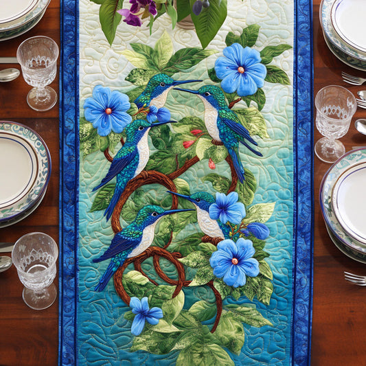 Blue Blossom Dance Quilted Table Runner NCU0NT6220
