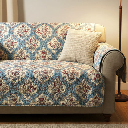 Blue Blossom Quilted Sofa Cover NCU0TV1518
