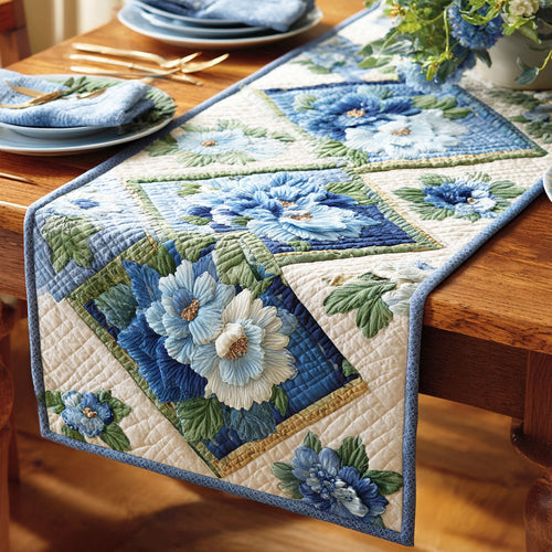 Blue Blossom Quilted Table Runner NCU0TD2342