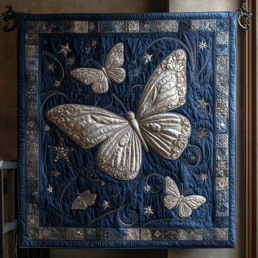 Blue Butterfly Galaxy Quilted Blanket NCU0HH090