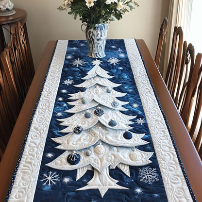 Blue Christmas Tree Quilted Table Runner NCU0NT9979