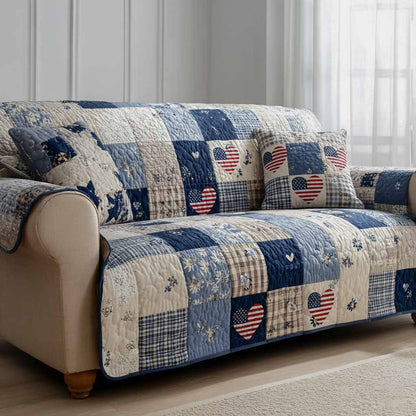 Blue Comfort Quilted Sofa Cover NCU0XD2322