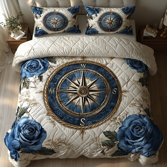 Blue Compass 3-Piece Quilted Bedding Set NCU0DV4489