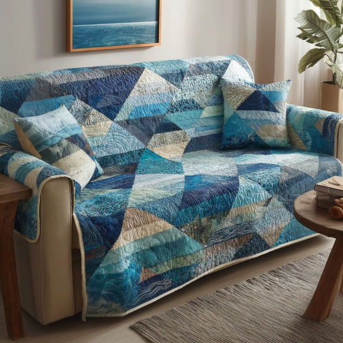 Blue Current Quilted Sofa Cover NCU0NT12090