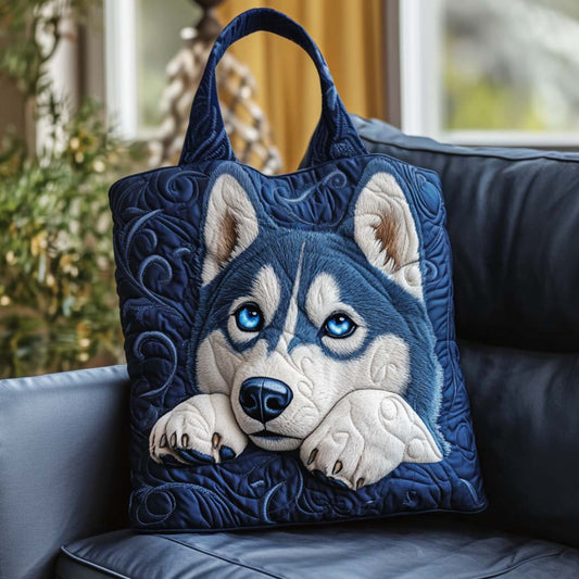 Blue Eyed Husky Quilted Tote Bag NCU0NT9093