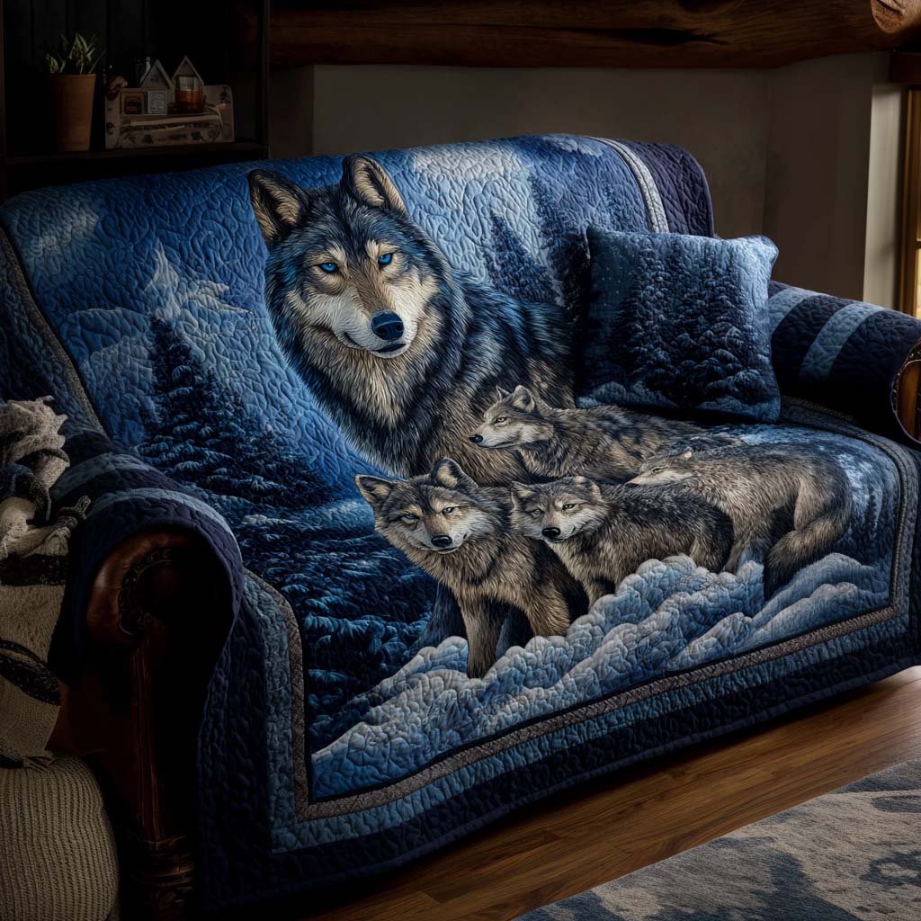Blue Eyes Wolf Quilted Sofa Cover NCU0NT10997