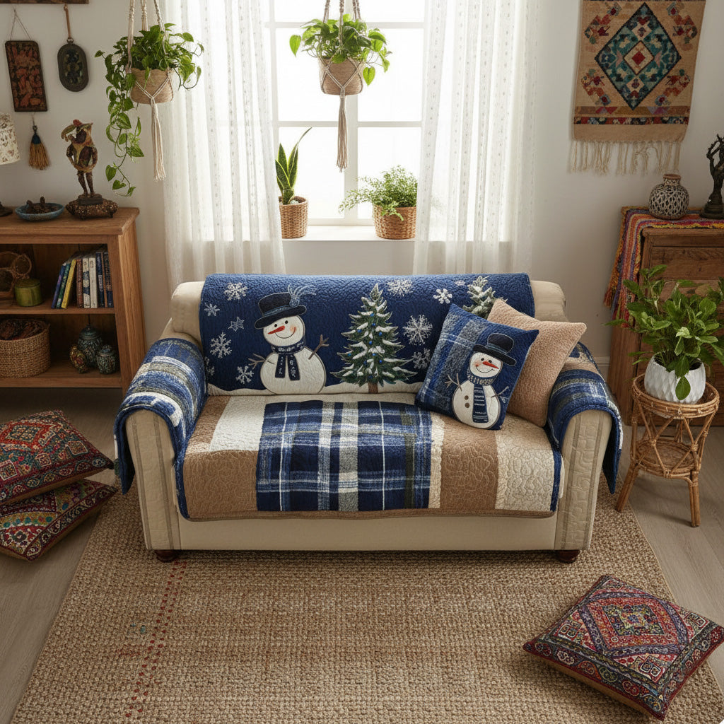 Blue Festive Nights Quilted Sofa Cover NCU0PT10338