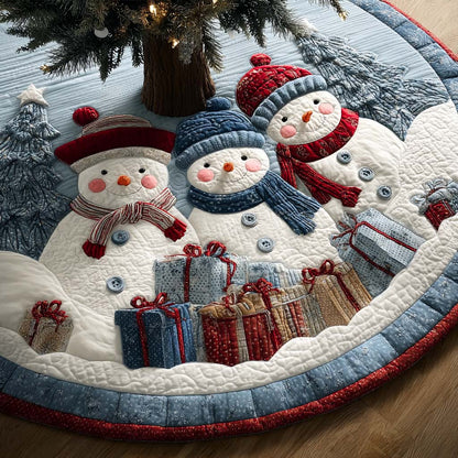 Blue Forest Snow Family Quilted Tree Skirt NCU0XD1972