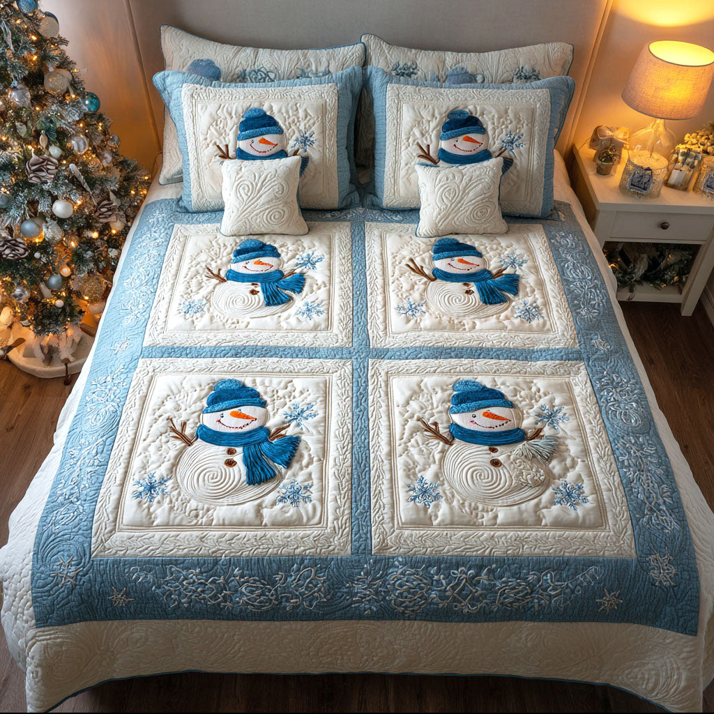 Blue Frost 3-Piece Quilted Bedding Set NCU0TV1063