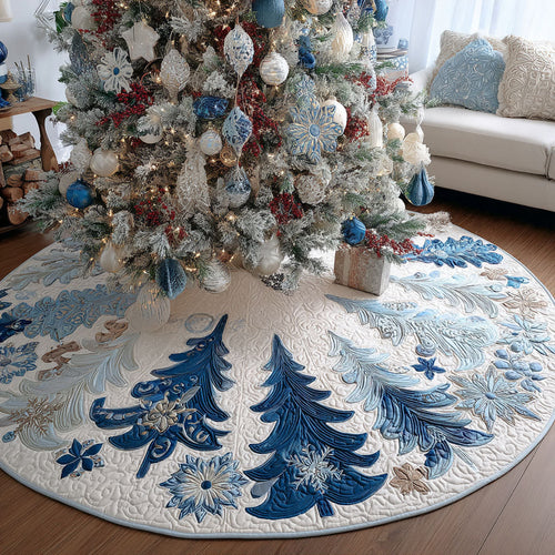 Blue Frost Pines Christmas Quilted Tree Skirt NCU0PT10734