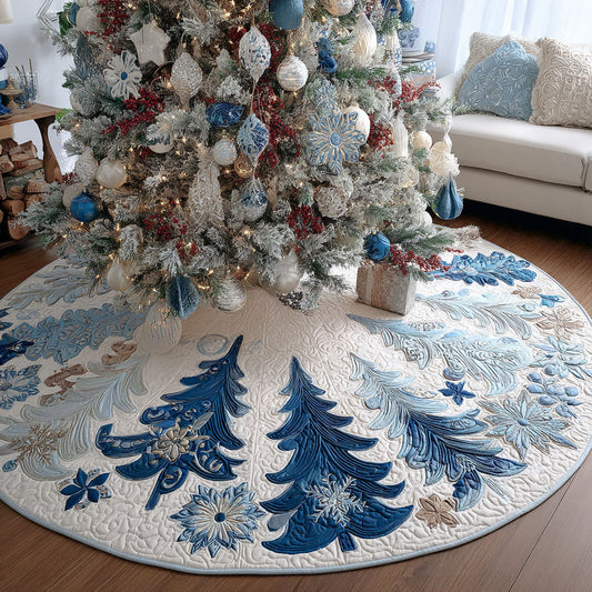 Blue Frost Pines Christmas Quilted Tree Skirt NCU0PT10734