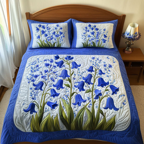 Blue Garden Melody 3-Piece Quilted Bedding Set NCU0PT6429