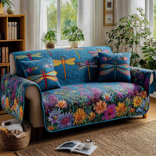 Blue Garden Quilted Sofa Cover NCU0XD2352