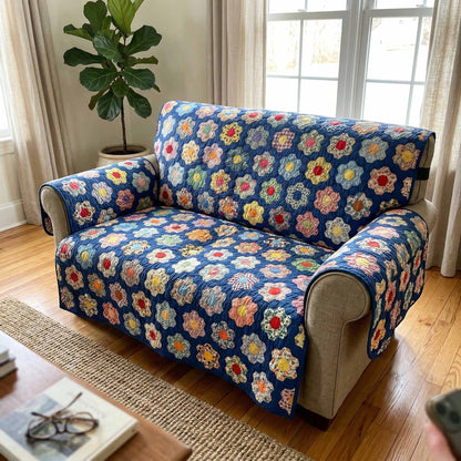 Blue Garden Quilted Sofa Cover NCU0XD2549