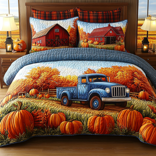Blue Harvest 3-Piece Quilted Bedding Set NCU0VL2862