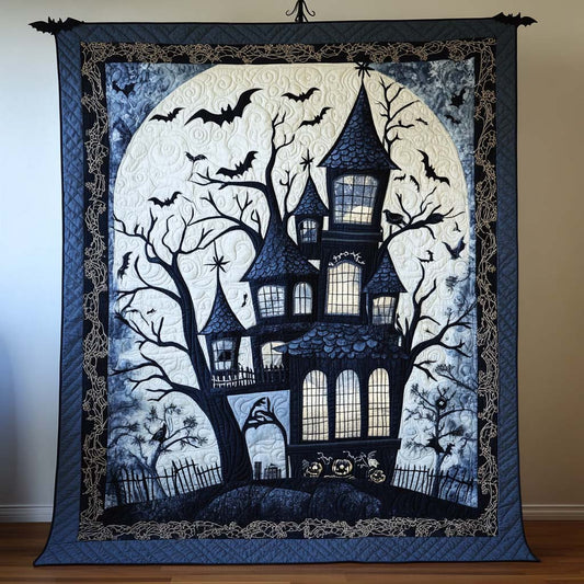 Blue Haunted Castle Quilted Blanket NCU0NT9504