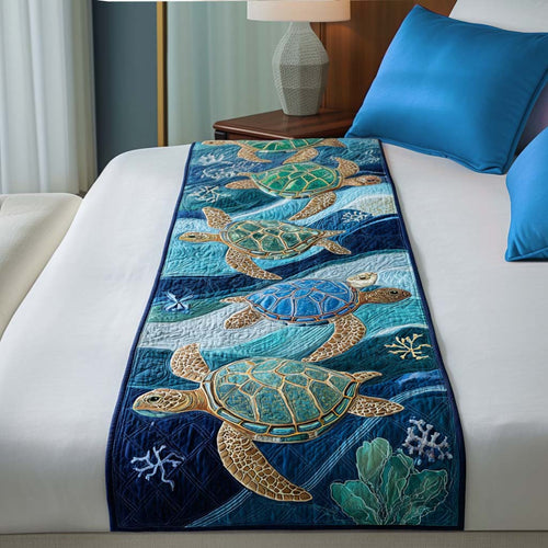 Blue Horizon Turtle Quilted Bed Runner NCU0PT9455