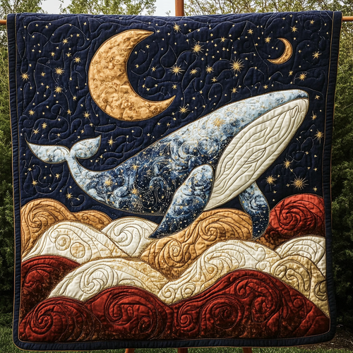 Blue Horizon Whale Quilted Blanket NCU0DK4003