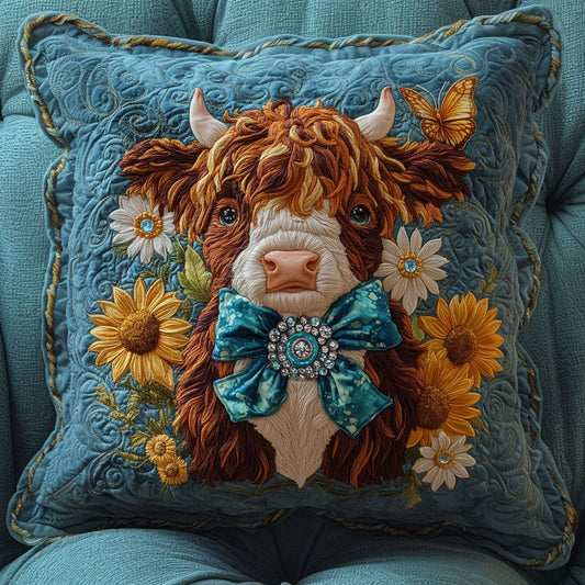 Blue Jewel Moo Quilted Pillow Case NCU0NT5736