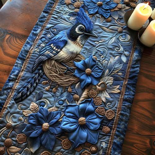Blue Jewel Quilted Table Runner NCU0DV4727